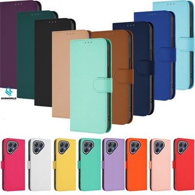 Einfarbige Lederhülle Brieftasche Etui für Tecno Camon 40 Pro 40 30 30S 20 19 15