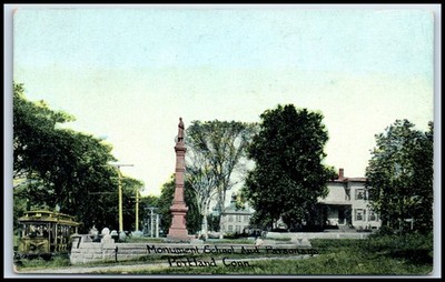 Postcard Monument School And Parsonage,Fortland Conn W121 BL_A1