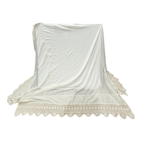 JCPenney Home Collection White Crochet Lace Bed Skirt King 15 Inch Drop 78x80