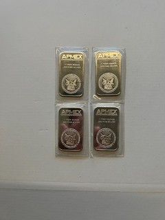 (4) APMEX 1 TROY OUNCE .999 FINE SILVER BARS SEALED