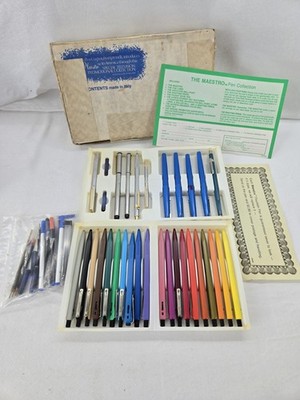 Vintage Maestro Pen Collection Set  Made in Italy 29 Piece *Read*