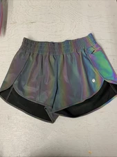 Flexliving Rainbow Holograpic Reflective Activewear Running Shorts Small