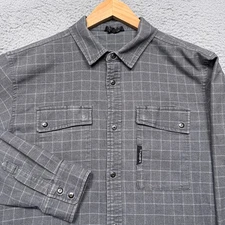 Truewerk Shirt Mens Large Gray Plaid Tech Edo Knit Flannel Snap Button Workwear
