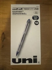 Uni-ball Vision Elite 61232 Blue Black Ink 0.8mm Bold Rollerball Pen, Box of 12