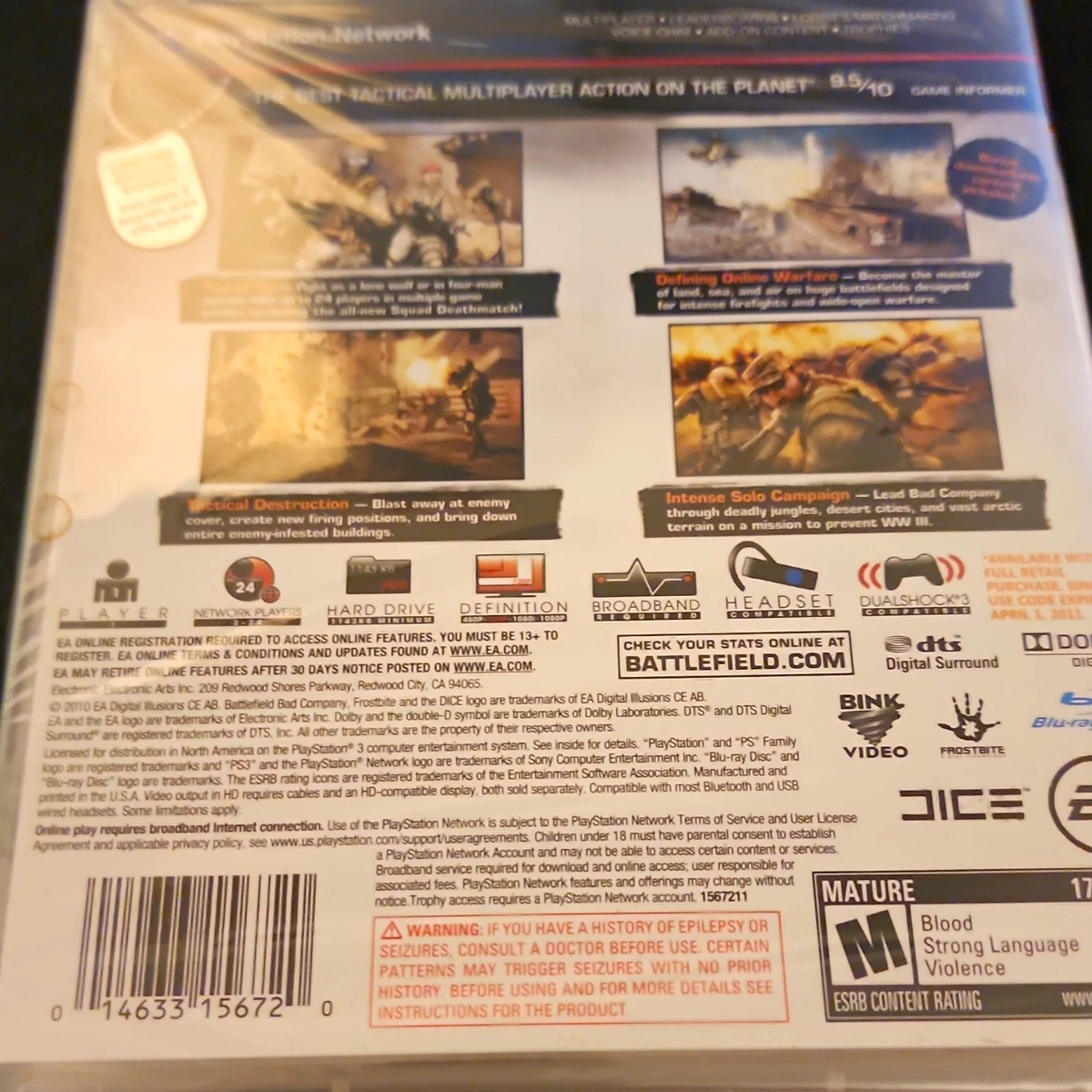 Sony PlayStation 3 Battlefield: Bad Company 2 EA Video Games for