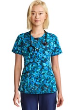 Tech Camo Cherokee Scrubs Infinity Round Neck Top CK609 THCM