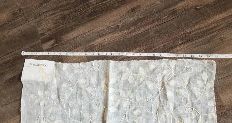 Clarence House Fabric Remnant Swatch Climbing Vine Eggshell 100% Linen Craft Sew - Image 4 of 4