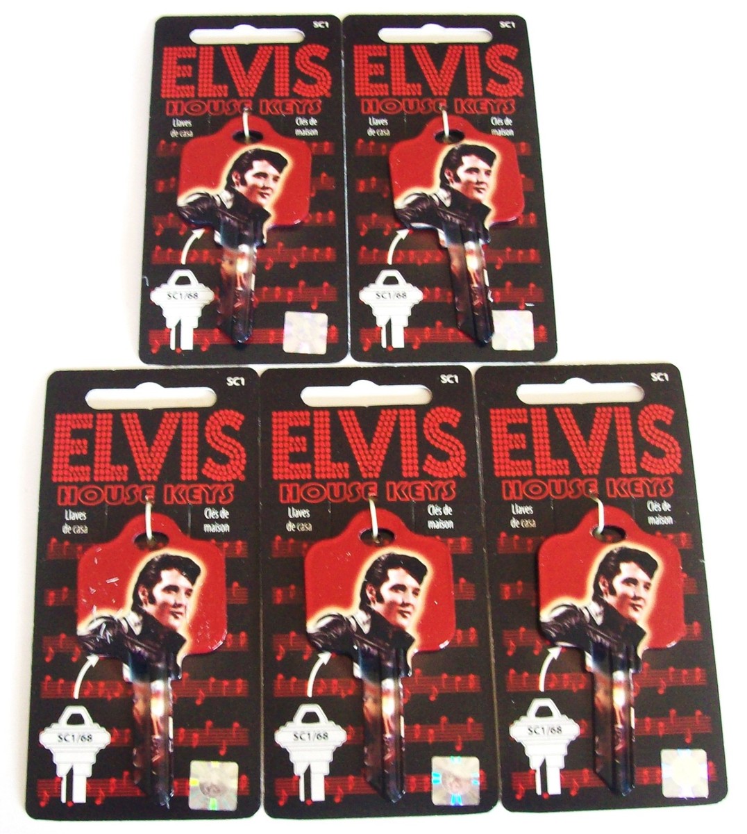 5 ELVIS PRESLEY SC1 HOUSE KEY BLANKS 87671 68' SPECIAL MADE IN THE