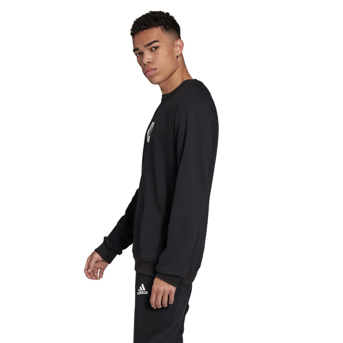 Adidas Men's Tan Crew Logo Black Sweatshirt FJ6319 | eBay