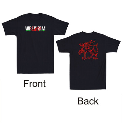 Wrexham Wales Welsh Dragon Flag Front & Back Vintage Men's Short Sleeve T-Shirt