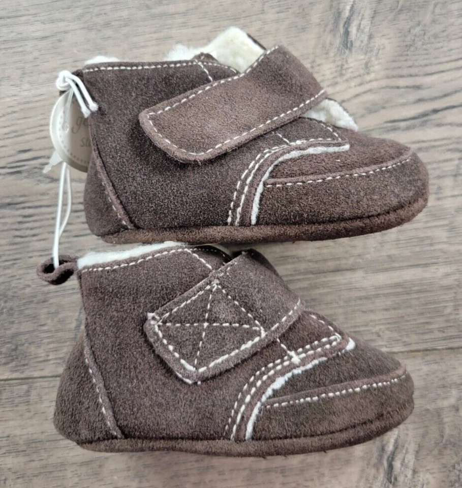 Baby Boy новый Koala Baby размер 1 подлинный замши коричневый пушистый с подкладкой ботинки - Изображение 2 из 3