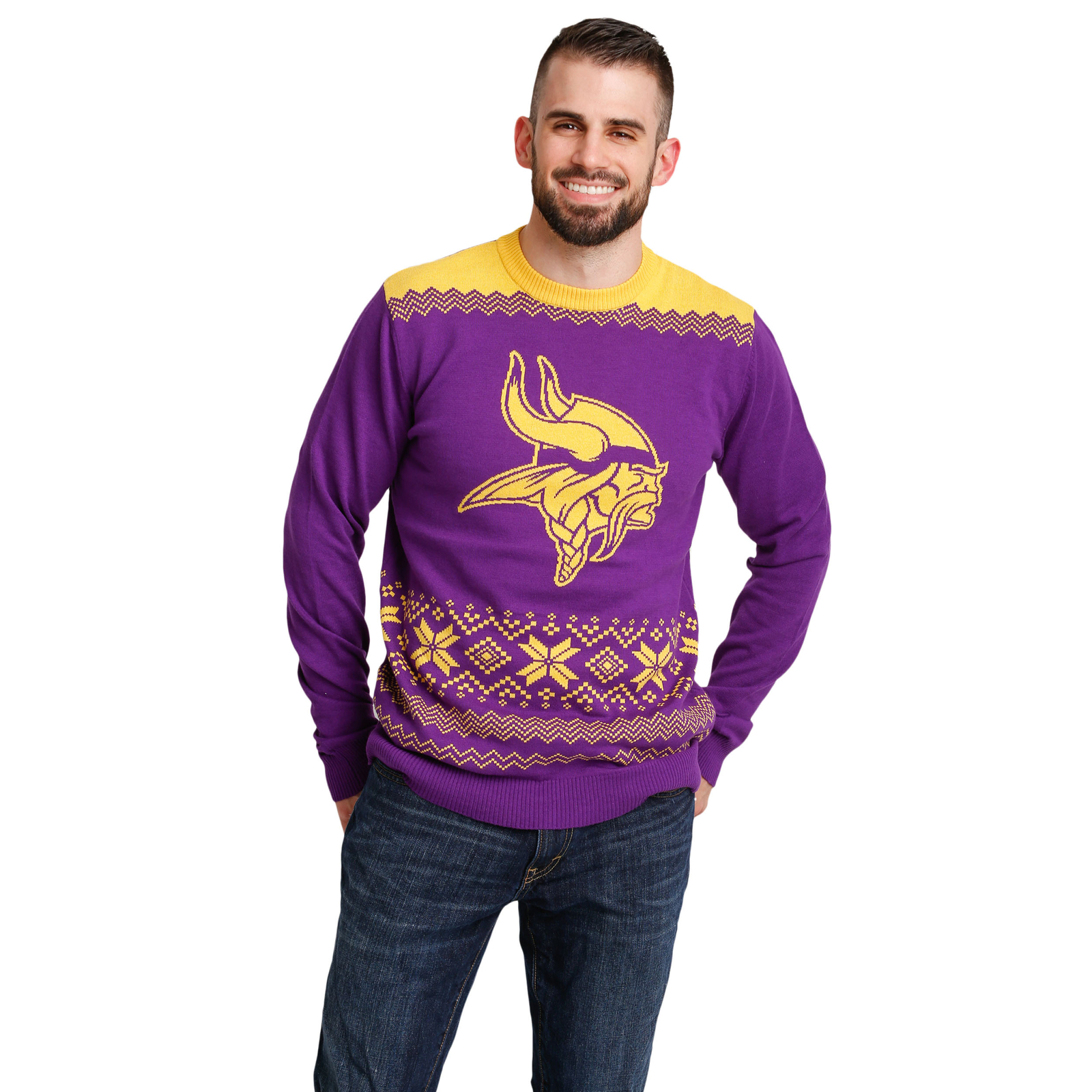 Уродливый свитер FOCO NFL Mens Minnesota Vikings 2021 Ugly