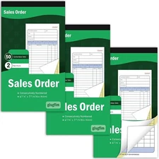 10 Pack Large Sales Order Book 2 Part Carbonless Receipt Books General Purpose S