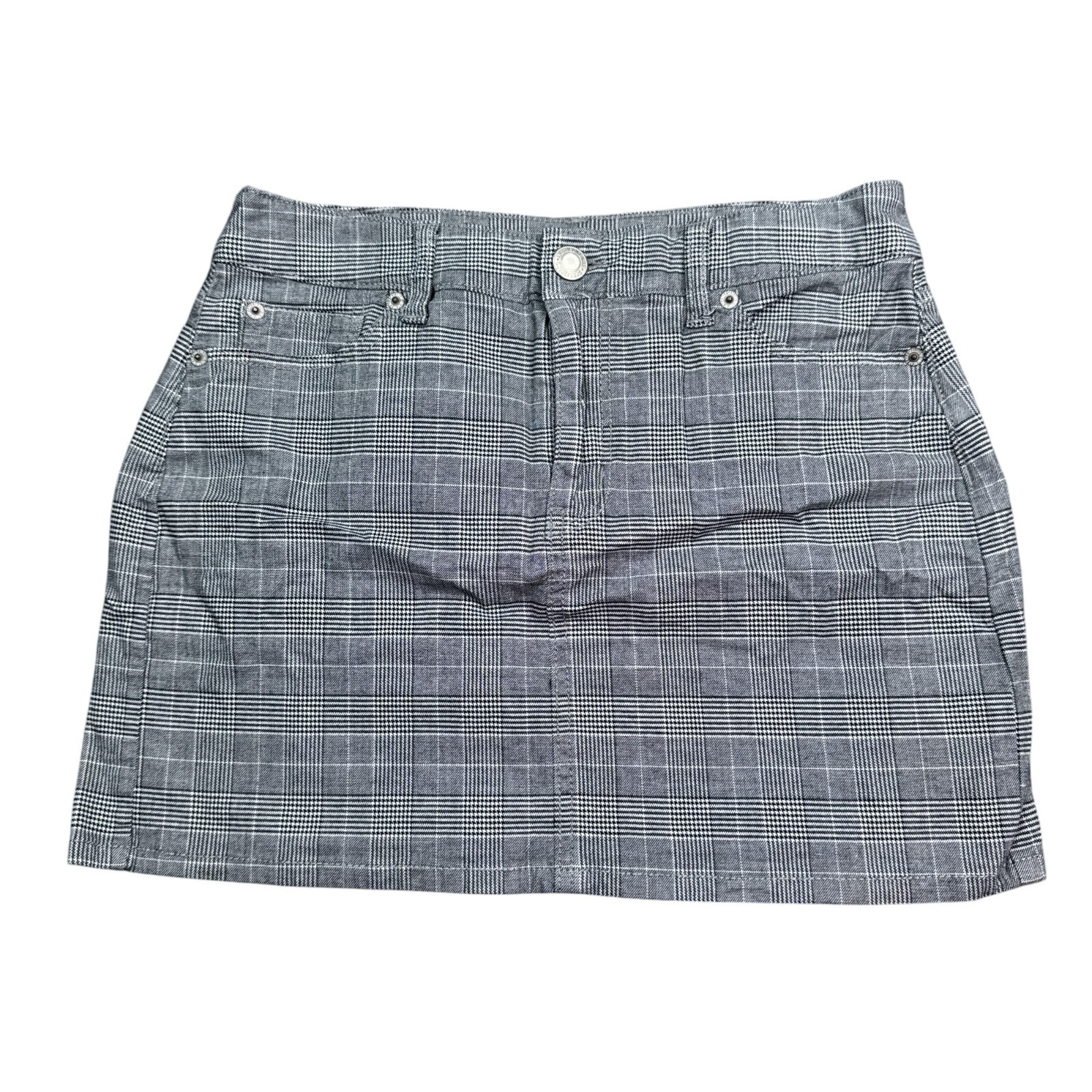 American Eagle Hi-Rise Mini Skirt Size 4 Gray Plaid Stretch