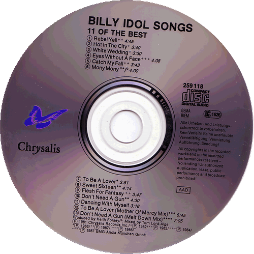 BILLY IDOL - CD - IDOL SONGS - 11 OF THE BEST - SAMMLUNGSAUFLÖSUNG (26) - Bild 15 von 35