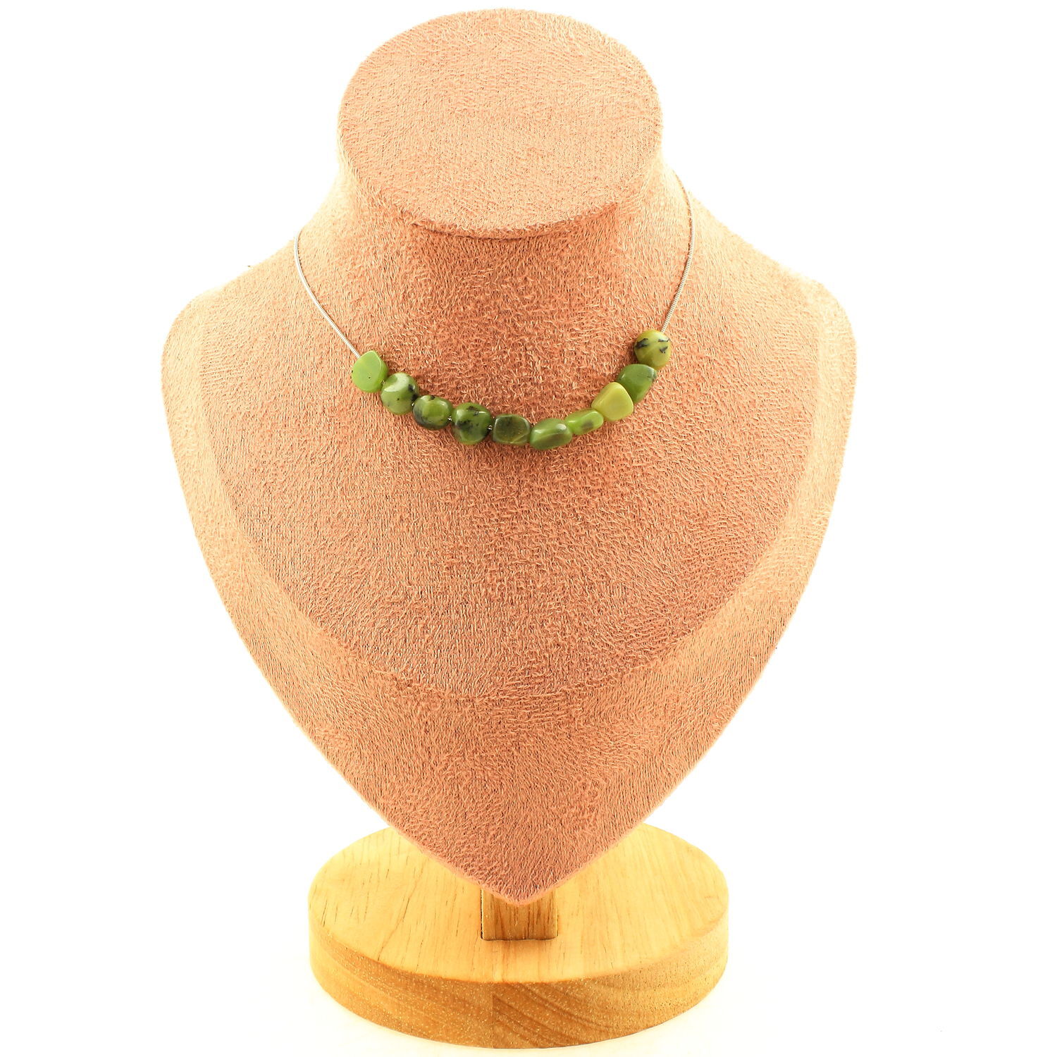 Collier de perles jade néphrite de Xiuyan en acier, le cadeau idéal pour femme