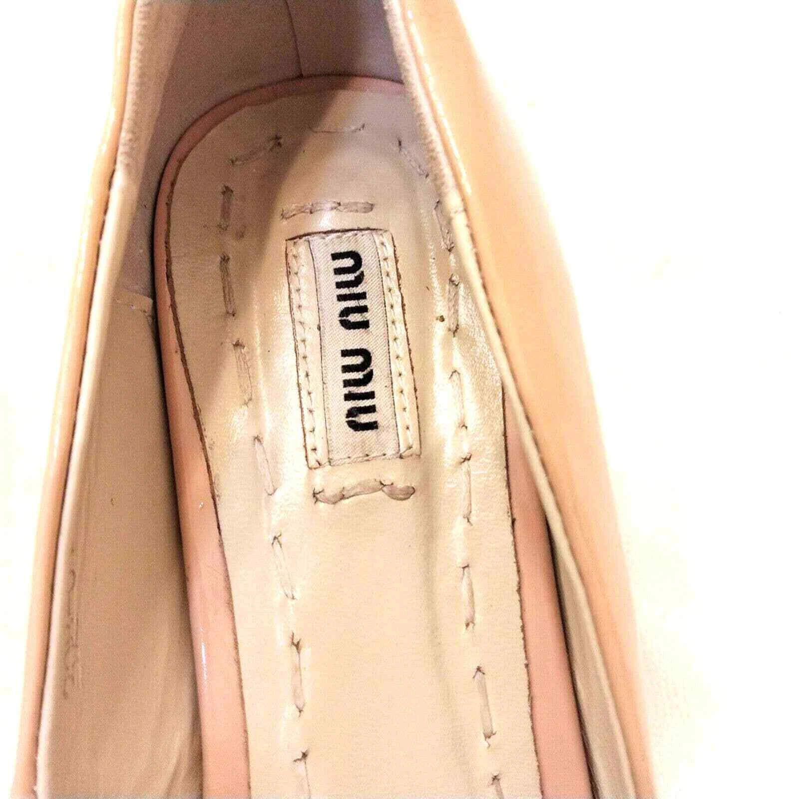 MIU MIU Décolleté Miu TACCHI GIOIELLI punta aperta pelle verniciata marrone rosa beige matrimonio taglia 40