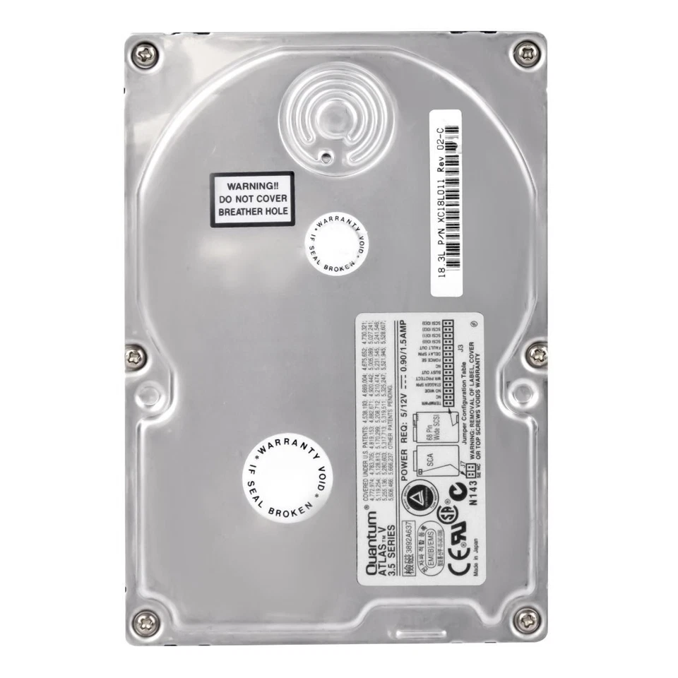 Hard Drive Quantum Atlas V XC18L011 18.3GB 7200U/Min 4MB SCSI 68-PIN 3.5'' Inch - Image 2 of 3