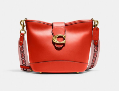COACH Soft Tali Bucket Bag Leather Crossbody ~NWT~ CA112 Red Orange