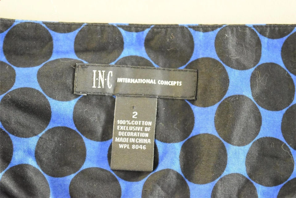 Falda de mujer INC International Concepts talla 2 negra a lunares línea A hasta la rodilla Foto 4 de 4