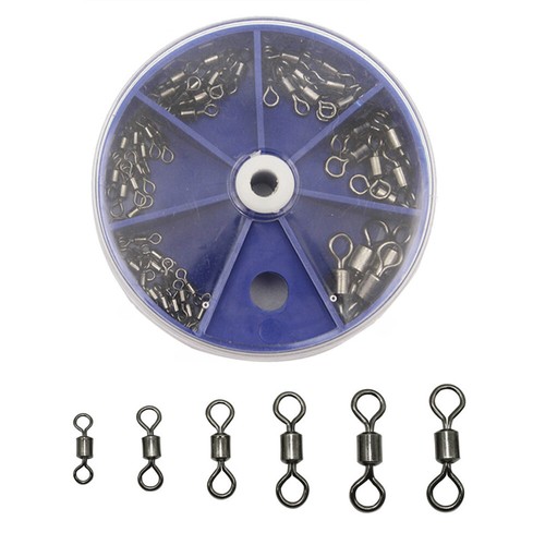 Fishing Swivels Snaps Kit Rolling Barrel Swivel Lure Connector Tackle Box 1#-10# - Picture 28 of 48