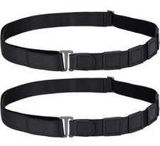 2 Pcs Suspenders Shirt Stays Tuck Belt Elastic Polyester PU Leather Holder