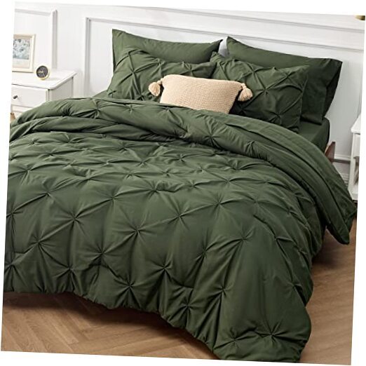 Comforter Set Olive Green - Bed in a Bag Size 7 Pieces, Queen 19 - Olive Green-image