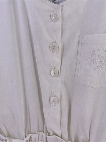Vintage Evita Sport-Strampler Playsuit Damen L weiß Baumwolle Buttondown E-Logo-Etikett - Bild 8 von 12