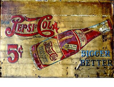 TIN SIGN "Pepsi Cola Rust" Beverage Signs Garage Wall Decor
