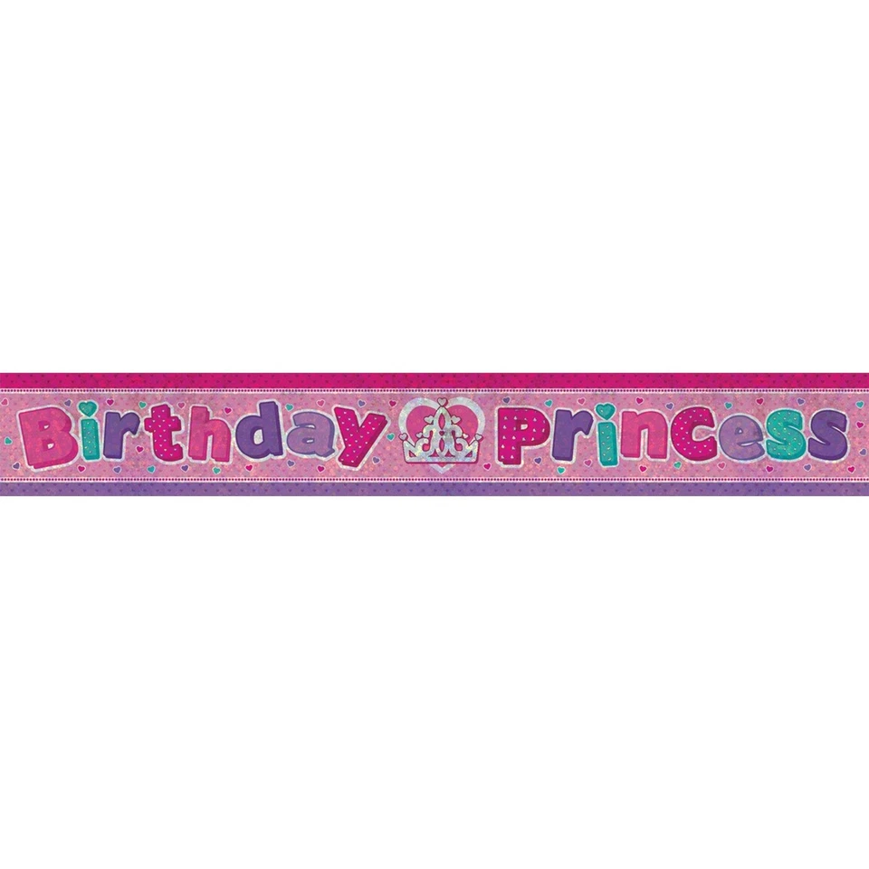 Bannière Princesse Anniversaire Holographique Rose Amscan 9900010 - Photo 1/1