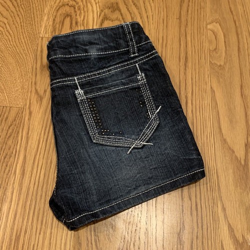CHEROKEE Girls Denim Jean Shorts Rhinestones Sparkles Size L Large 10/12 Stitch - Picture 6 of 7