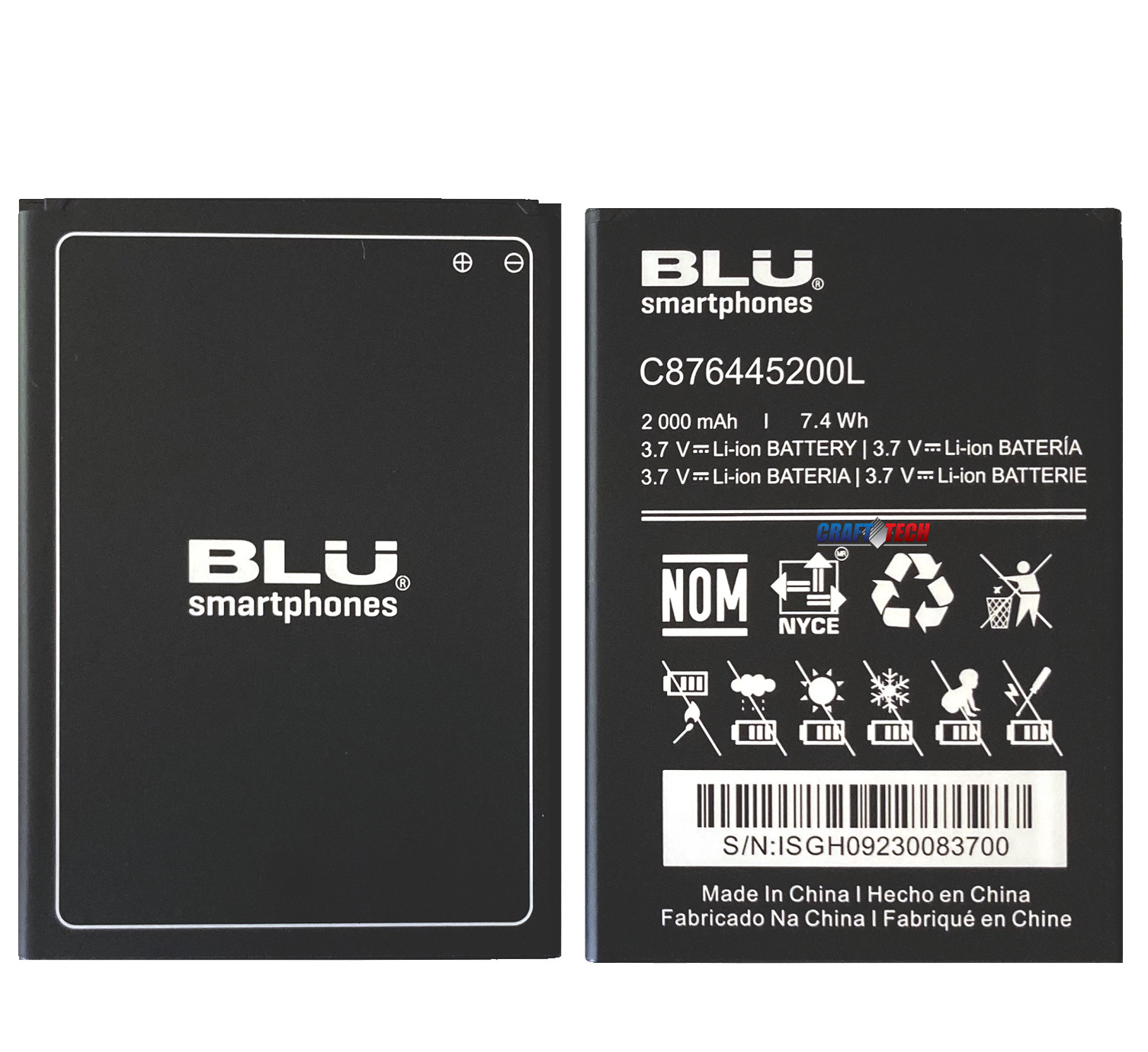 BLU J8L J0170uu Original OEM cell phone  Battery  C876445200L 2000mAh 7.4Wh