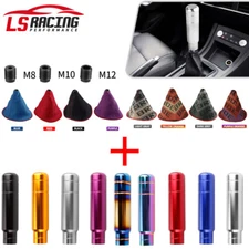 13CM JDM Aluminum Car Gear Shift Knob Racing Hyper Fabric Shift Boot Cover