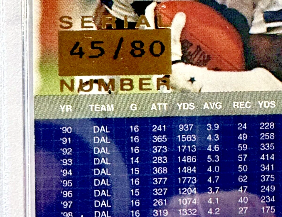 2000 Pacific Revolution Emmitt Smith #27 SILVER 45/80 COWBOYS PSA 7 POP 2 LC6 - Image 3 of 4