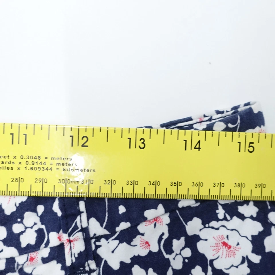 Pantalones Cortos Chinos Desteñidos Glory Para Mujer 12 Azul Marino Blanco Floral Algodón Elástico Cremallera Mosca Foto 2 de 4