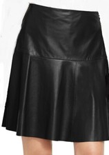 Ralph Lauren Women's Black A-Line Lamb Leather Skirt Sz 10