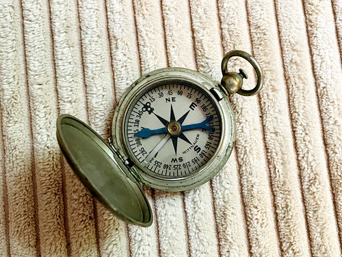 Vintage WW2 Wittnauer US Army Military Pocket Compass Navigational Instrument