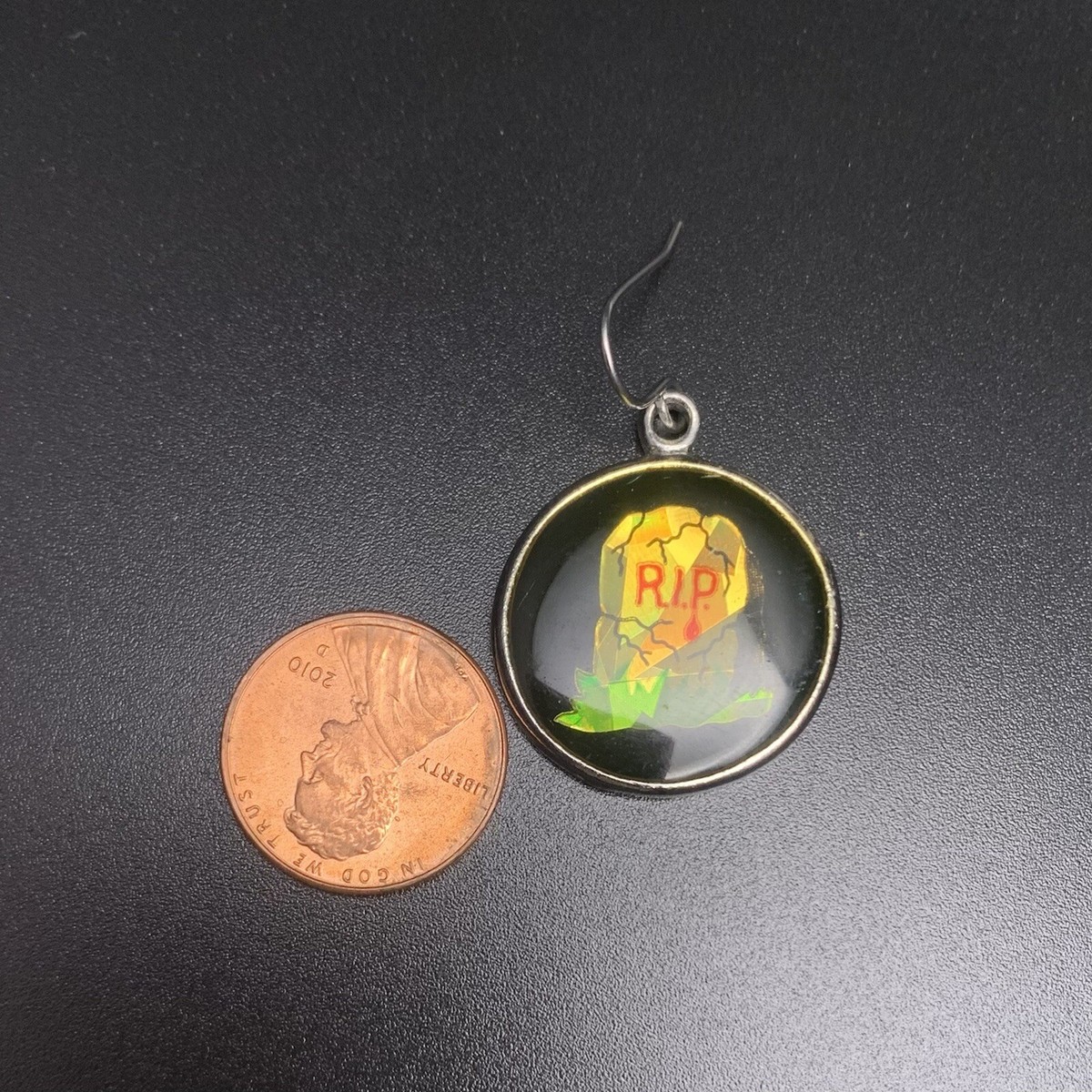 Spooky Halloween Tombstone Clip-On Earrings - Plastic Novelty Earrings (Medium Size, Silver Clip Backs)