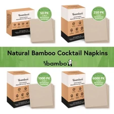 Ibambo Bamboo Cocktail Napkins - 2-Ply, Ecofriendly Beverage Napkins