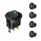 5x 12V Auto KFZ Schalter runde Wippenschalter Grün LED Beleuchtet Wippschalter