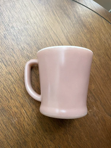 Vintage Fire King Anchor Hocking Rose Tan Mauve D Handle Coffee Cup / Mug