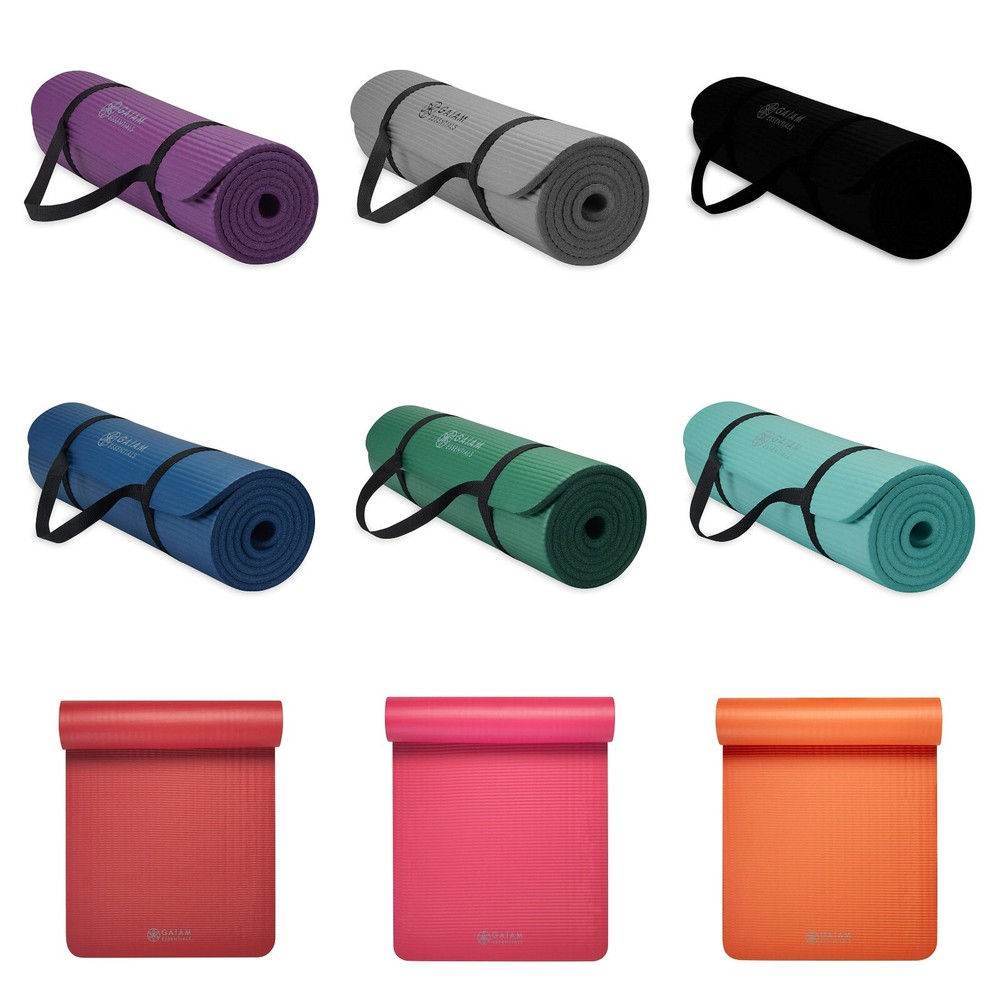 Thick 0.4 Inch Non-Slip Yoga Mat with Carry Strap for Gym Pilates Exercise