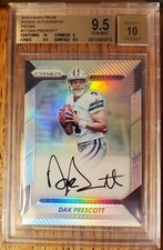 DAK PRESCOTT SILVER PRIZM ROOKIE ON-CARD AUTOGRAPH 2016 BGS GEM 9.5 AUTO 10 RC