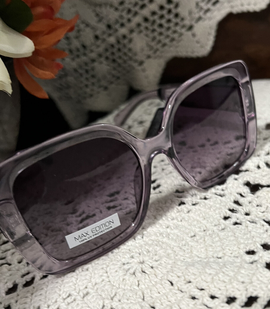 Max Edition Lavander Crystal Square Sunglasses 100% UV Protection