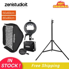 US Godox 60x60cm / 80X80cm Foldable Flash Grid Softbox With S2 Bracket+2m Stand