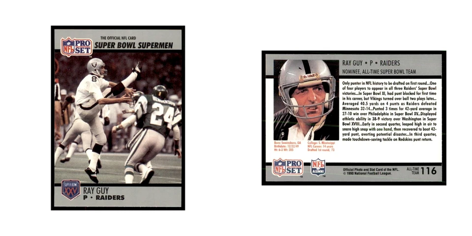 1990 Pro Set Silver Anniversary Commemorative Ray Guy #116 - Image 3 of 3