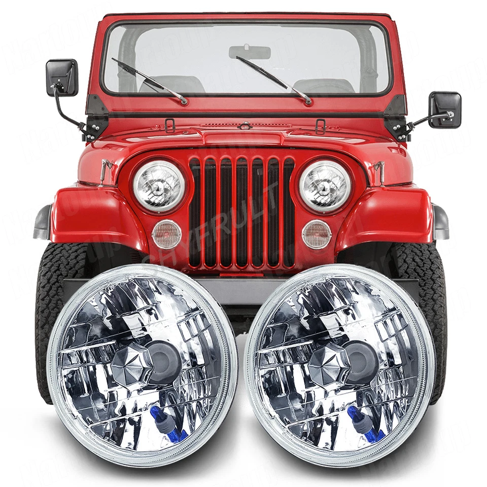 2 x 7'' Round LED Headlights Bulbs Hi/Lo Lamp For Ford Country Squire 1954-1956 Foto 3 de 4