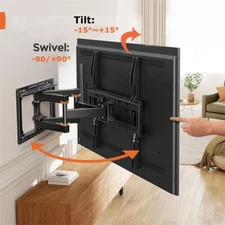 Full Motion TV Wall Mount Tilt Bracket Swivel Dual Arms 32-85" LED/Plasma/LCD TV