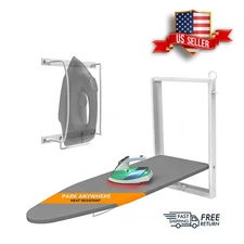 Xabitat Wall Mounted Ironing Board with Iron Holder | 36.2" X 12.2"|Grey and Blu