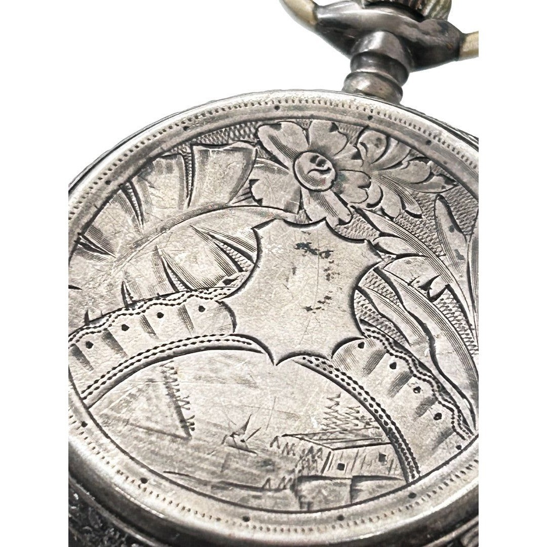 Ancre Ligne Droite Silver Pocket Watch Precision Straight  display picture 2